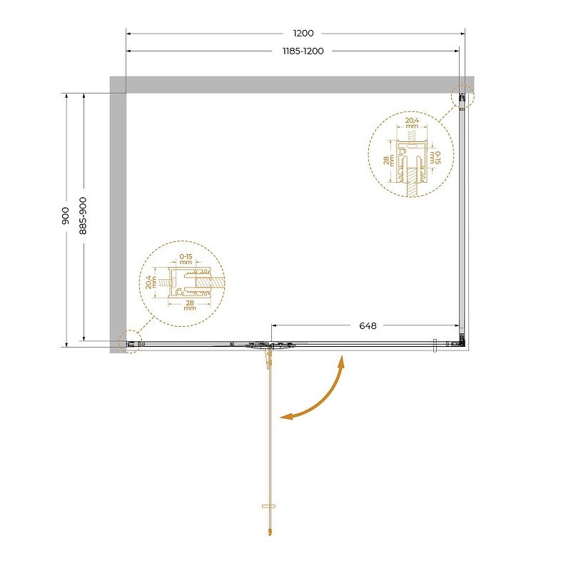 Душевой уголок Cezares Liner 120x90 L LINER-AH-1-120/90-C-GM-L