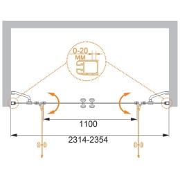Душевая дверь Cezares Elena 240 ELENA-W-B-22-240-C-Cr