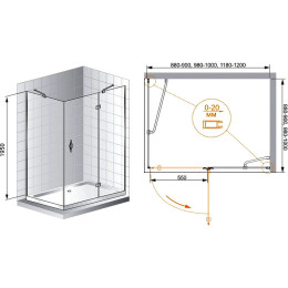 Душевой уголок Cezares Bergamo 90x100 L BERGAMO-W-AH-1-90/100-C-Cr-L