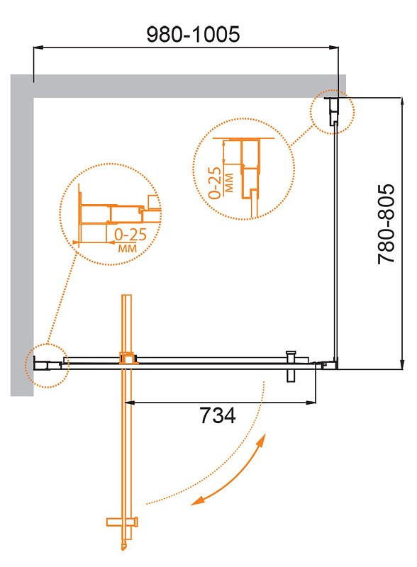 Душевой уголок Cezares Molveno 100x80 MOLVENO-AH-1-100/80-C-Cr-IV