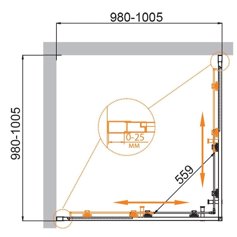 Душевой уголок Cezares Molveno 100x100 MOLVENO-A-2-100-C-BORO-IV