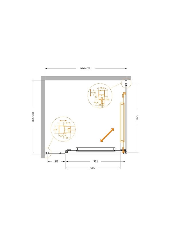 Душевой уголок Cezares Lux 100x90 LUX-AH-FS-11-100/90-C-CR