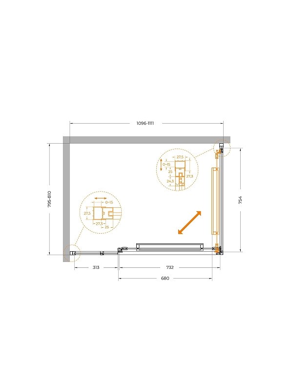Душевой уголок Cezares Lux 110x80 LUX-AH-FS-11-110/80-C-GM