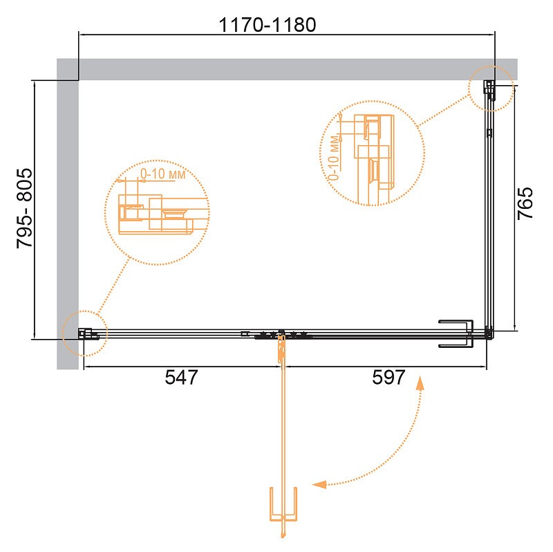 Душевой уголок Cezares Bellagio 120x80 BELLAGIO-AH-1-120/80-C-BORO
