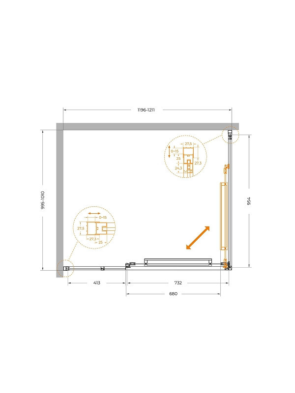 Душевой уголок Cezares Lux 120x100 LUX-AH-FS-11-120/100-C-CR