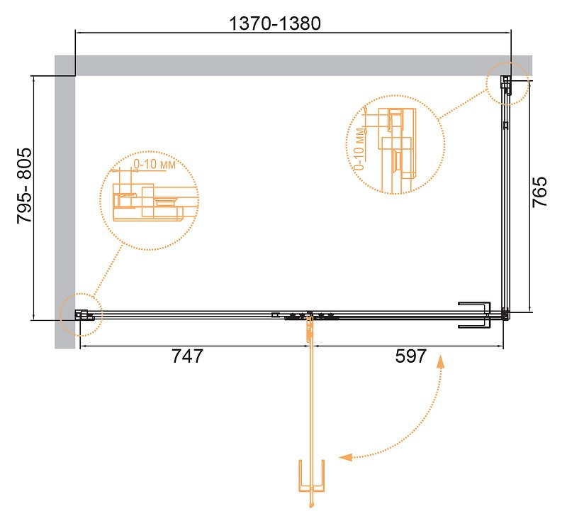 Душевой уголок Cezares Bellagio 140x80 BELLAGIO-AH-1-140/80-C-BORO