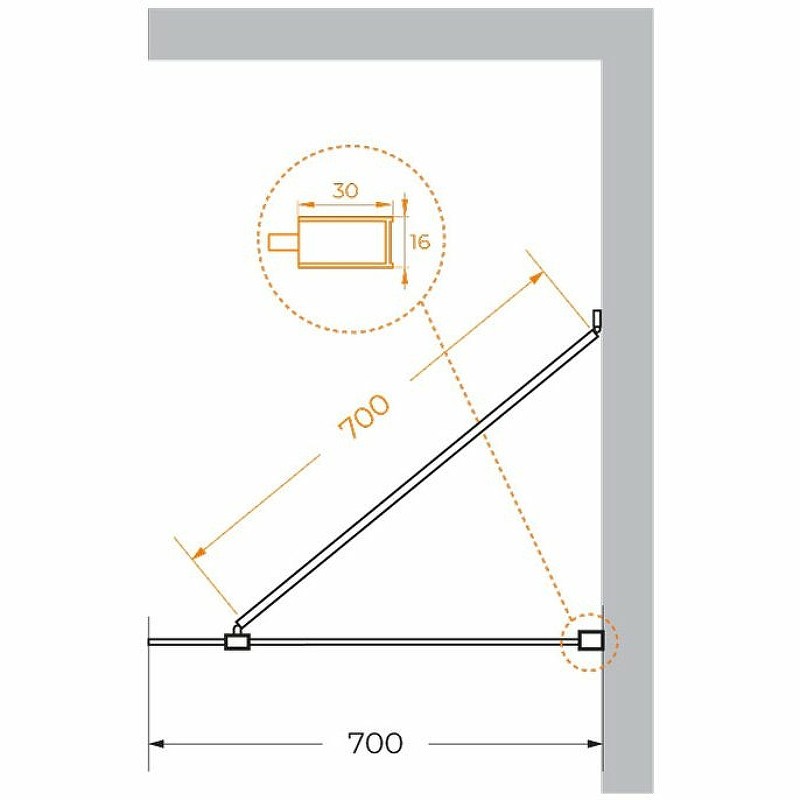 Душевая перегородка Cezares Liberta 70 LIBERTA-L-1-TB-70-C-Cr