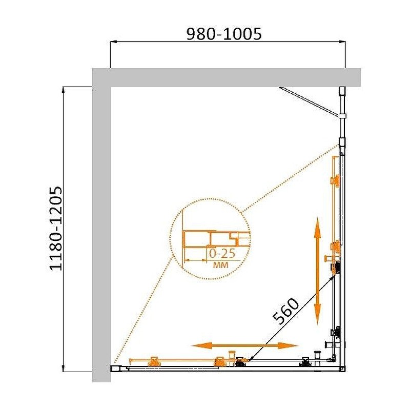 Душевой уголок Cezares Molveno 120x100 MOLVENO-AH-21-100+20-C-GM-IV