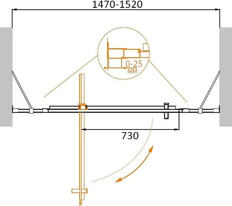 Душевая дверь Cezares Molveno 150 MOLVENO-BA-12-100+50-C-Cr-IV