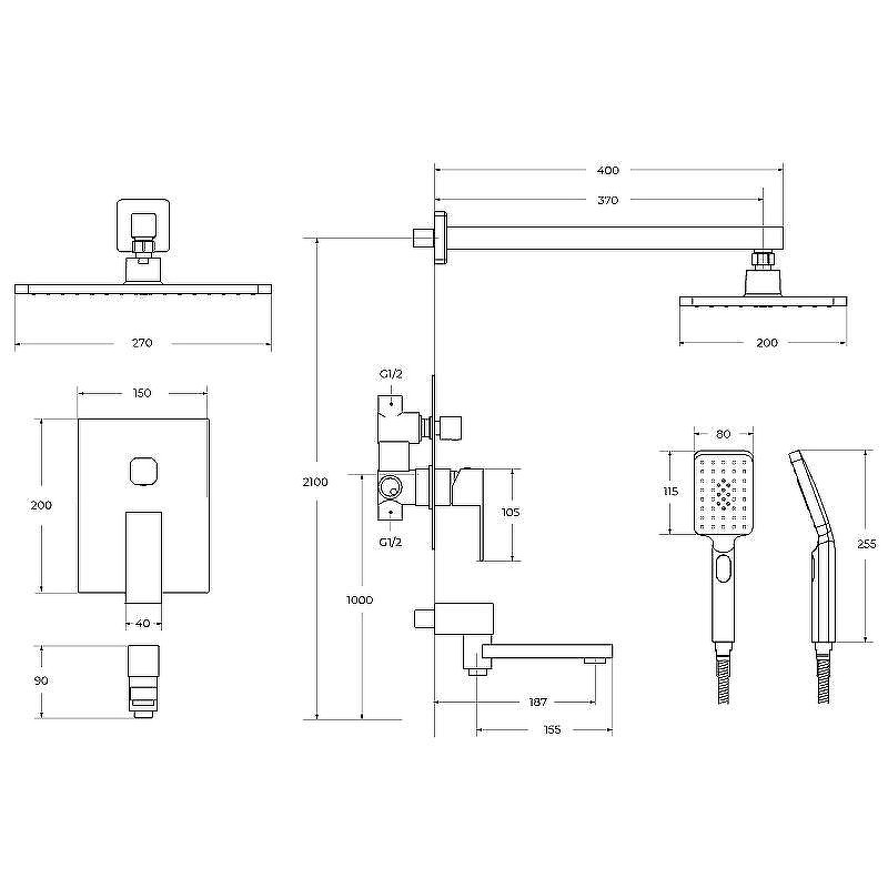 Душевая система Cezares Slider SLIDER-VDSET-01