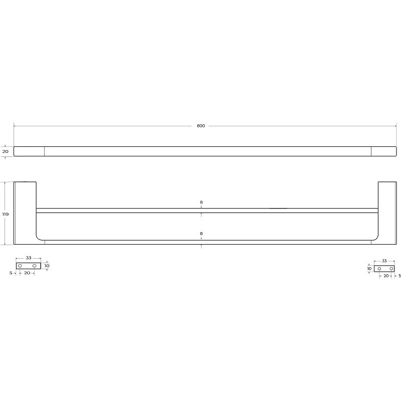 Полотенцедержатель Cezares Slider SLIDER-THD-80-GM двойной