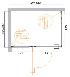Душевой уголок Cezares Bellagio 100x80 BELLAGIO-AH-1-100/80-C-NERO