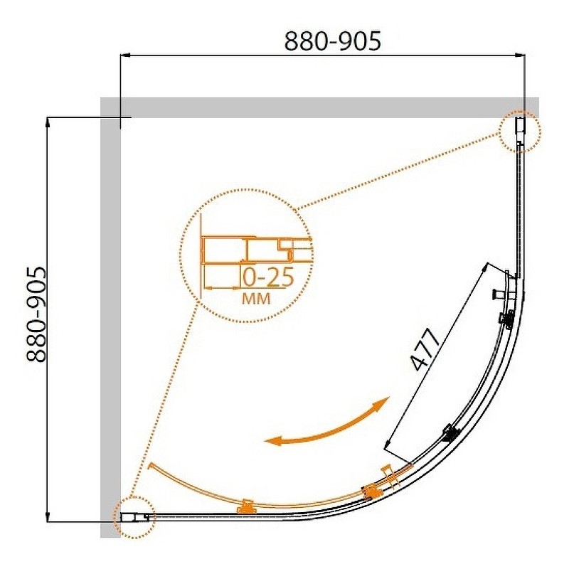Душевой уголок Cezares Molveno 90x90 MOLVENO-R-1-90-C-BORO-IV