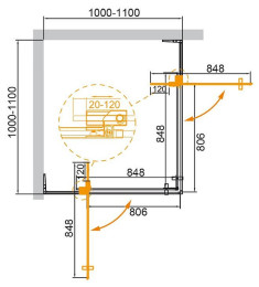 Душевой уголок Cezares Slider 110x110 SLIDER-A-2-100/110-GRIGIO-BORO