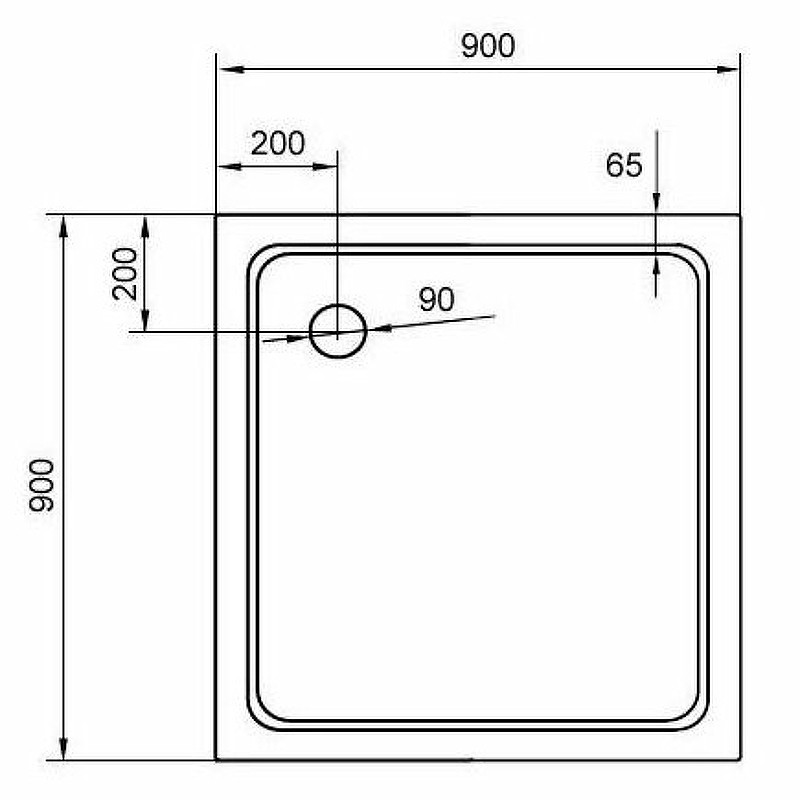 Душевой поддон из стеклокомпозита Cezares Tray SMC 90x90 TRAY-M-A-90-35-W