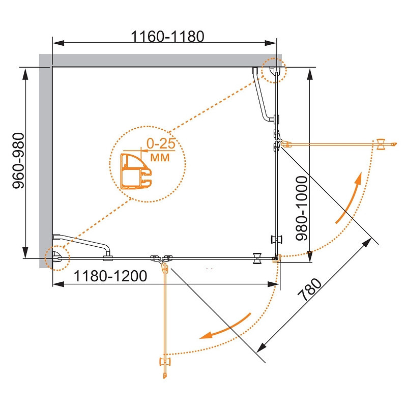 Душевой уголок Cezares Verona 120x100 L VERONA-W-AH-2-120/100-P-Cr-L