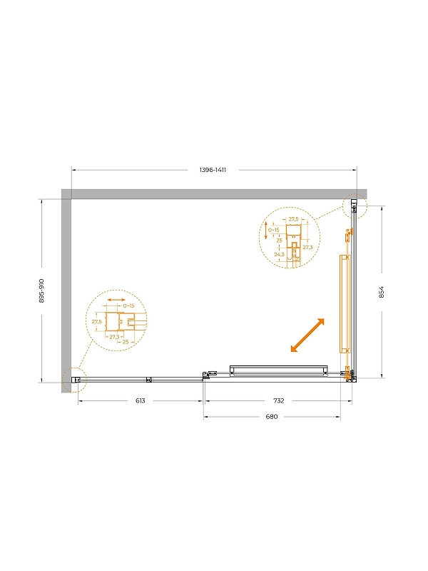 Душевой уголок Cezares Lux 140x90 LUX-AH-FS-11-140/90-C-CR