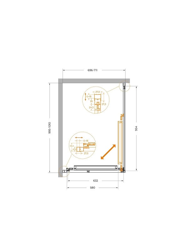 Душевой уголок Cezares Lux 70x100 LUX-AH-FS-1-70/100-C-GM