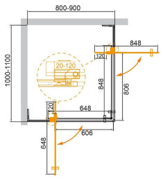 Душевой уголок Cezares Slider 110х90 SLIDER-AH-2-80/90-100/110-GRIGIO-GM