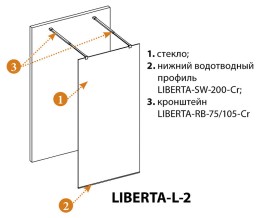Душевая перегородка Cezares Liberta 130 LIBERTA-L-2-130-C-NERO