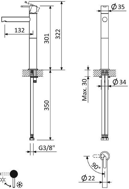 Смеситель для раковины Cezares Leaf LEAF-LC1-L-SS