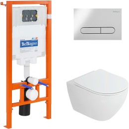 Комплект унитаза Cezares Stylus-Tor CZR-6601-TH-TOR/CZR2316SC с инсталляцией BelBagno BB002-80/BB005-PR-CHROME