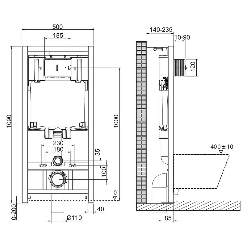 Комплект унитаза Cezares Stylus-Tor CZR-6601-TH-TOR/CZR2316SC с инсталляцией BelBagno BB002-80/BB005-PR-CHROME