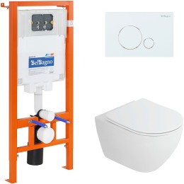 Комплект унитаза Cezares Stylus-Tor CZR-6601-TH-TOR/CZR2316SC с инсталляцией BelBagno BB002-80/BB014-SR-BIANCO
