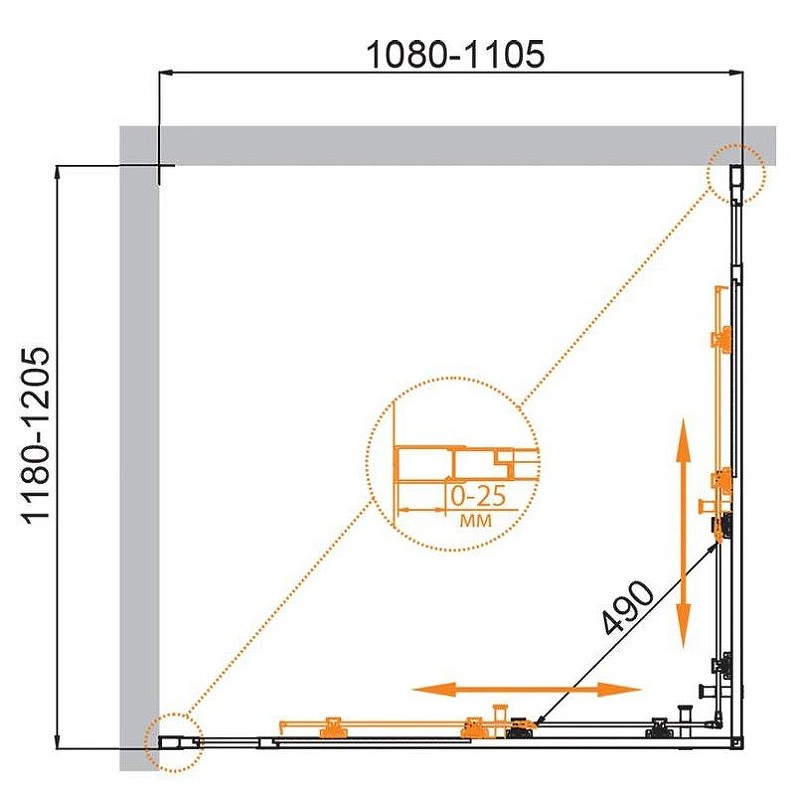 Душевой уголок Cezares Molveno 120x110 MOLVENO-AH-22-120/110-C-BORO-IV