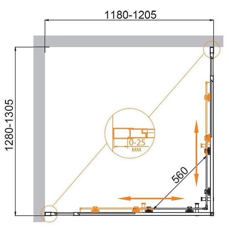 Душевой уголок Cezares Molveno 130x120 MOLVENO-AH-22-130/120-C-BORO-IV