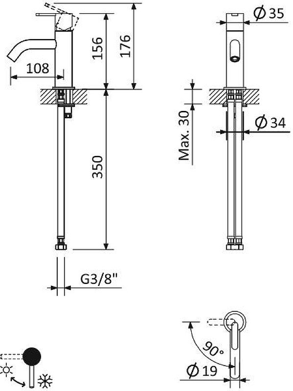 Смеситель для раковины Cezares Leaf LEAF-LSM2-L-SS