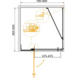 Душевой уголок Cezares Slider 80x90 SLIDER-AH-1-90-70/80-GRIGIO-NERO
