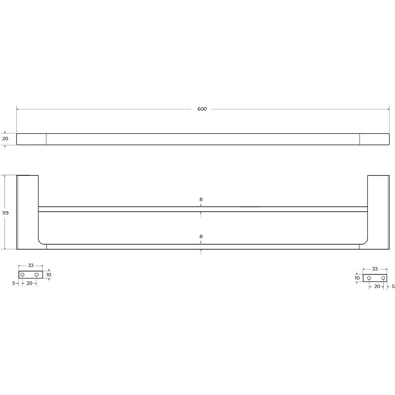 Полотенцедержатель Cezares Slider SLIDER-THD-60-GM двойной
