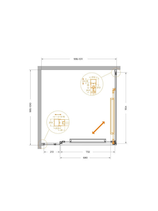 Душевой уголок Cezares Lux 100x100 LUX-A-FS-11-100-C-GM