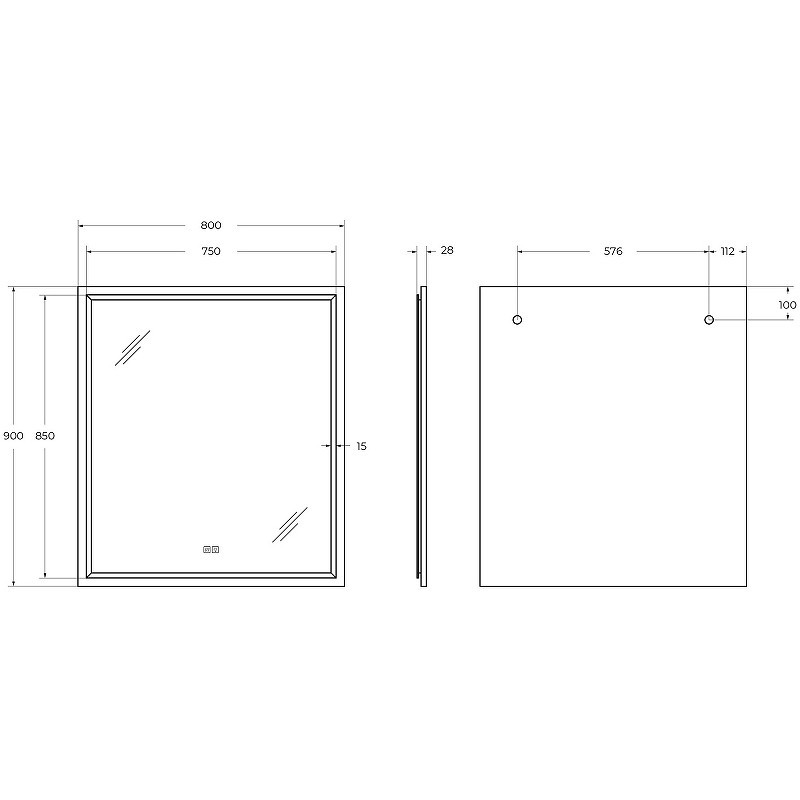 Зеркало Cezares Interni 80 CZR-SPC-INT-800-900-LED-TCH-WARM-TIT с подсветкой