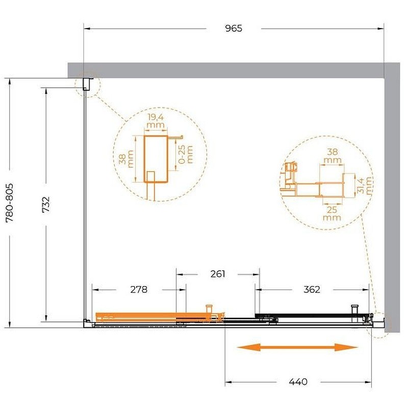 Душевой уголок Cezares Molveno 100x80 MOLVENO-AHF-31-100/80-C-CR-IV