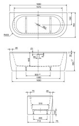 Акриловая ванна Cezares Slim 180x79 SLIM WALL-180-80-60-W37-SET