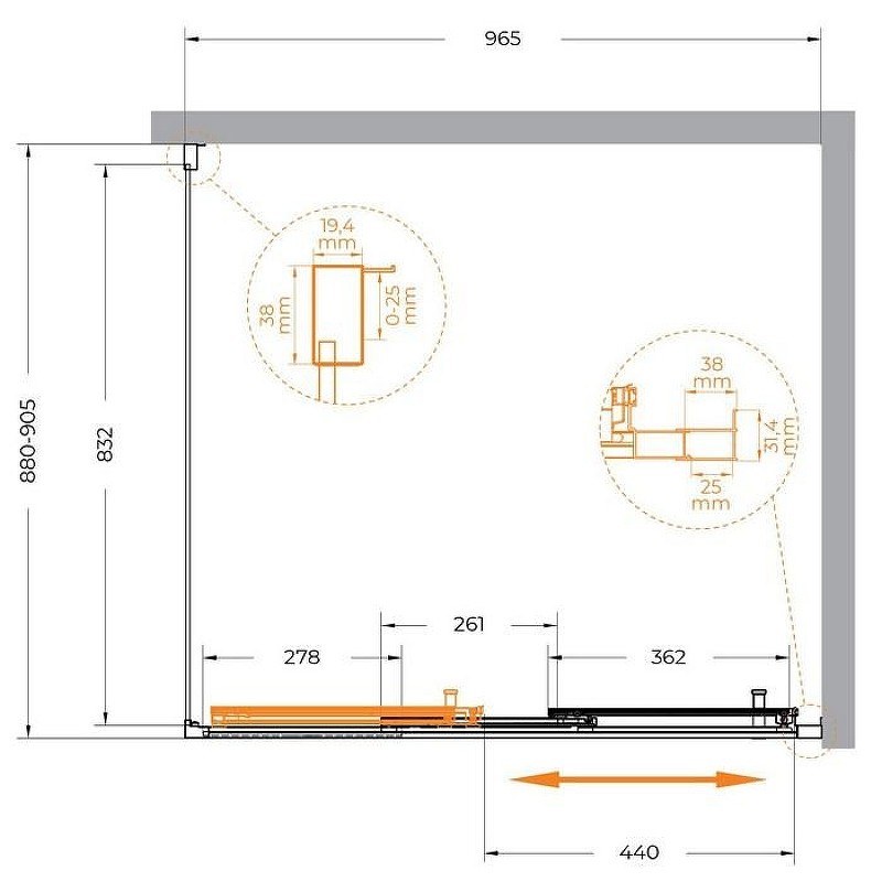 Душевой уголок Cezares Molveno 100x90 MOLVENO-AHF-31-100/90-C-CR-IV