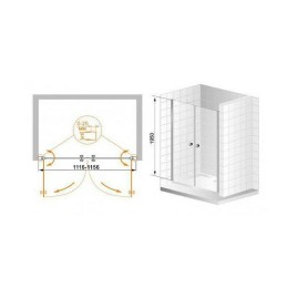 Душевая дверь Cezares Elena 115 ELENA-W-B-2-115-P-Cr