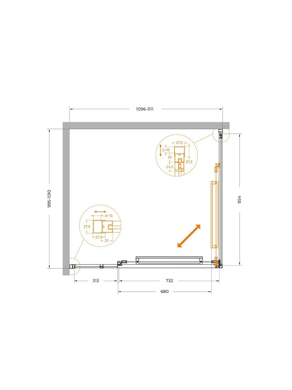 Душевой уголок Cezares Lux 110x100 LUX-AH-FS-11-110/100-C-GM
