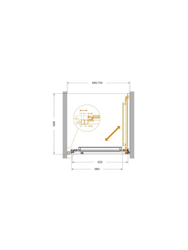 Душевая дверь Cezares Lux 70 LUX-B-FS-1-70-C-GM