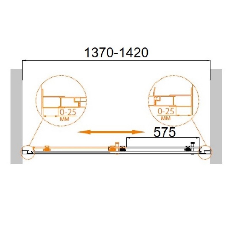 Душевая дверь в нишу Cezares MOLVENO-BF-1-140-C-Cr-IV