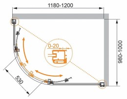 Душевой уголок Cezares Anima 120x100 R ANIMA-W-RH-2-120/100-C-Cr-R