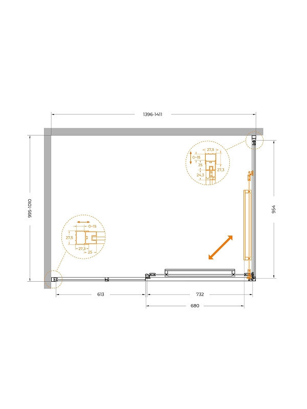 Душевой уголок Cezares Lux 140x100 LUX-AH-FS-11-140/100-C-GM