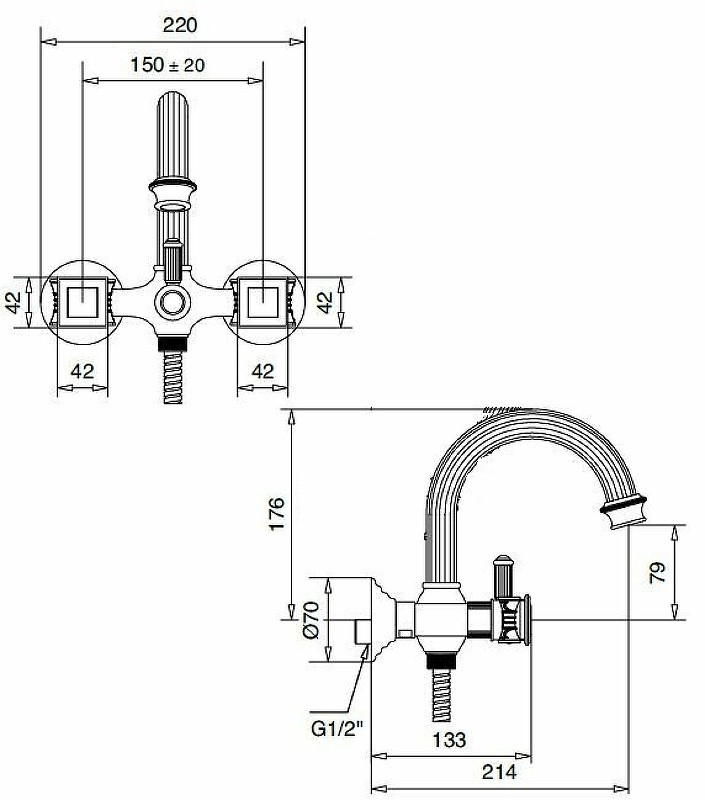 Смеситель для ванны Cezares Olimp VD OLIMP-VD-02-O