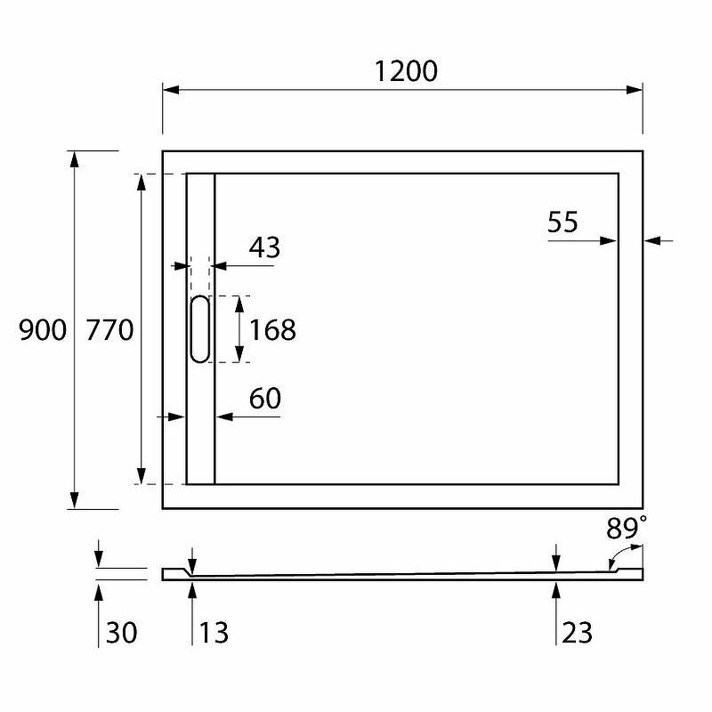 Душевой поддон из искусственного камня Cezares Tray AS 120х90 TRAY-AS-AH-120/90-30-NERO