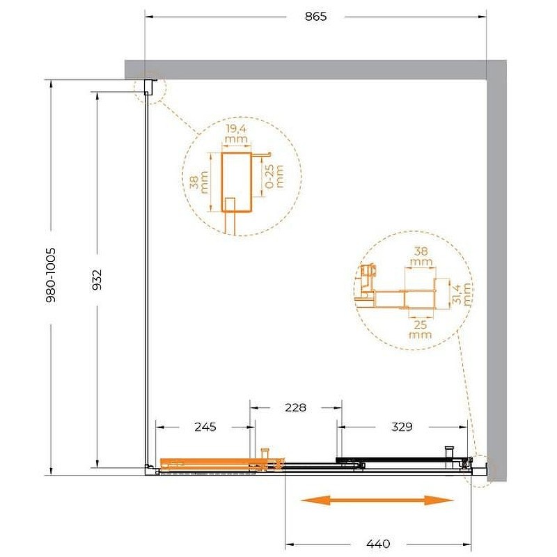 Душевой уголок Cezares Molveno 90x100 MOLVENO-AHF-31-90/100-C-CR-IV