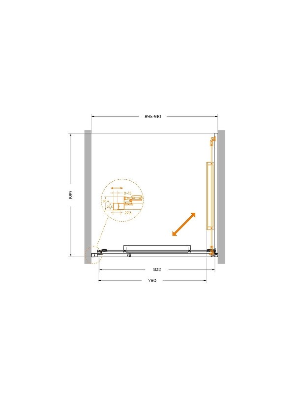 Душевая дверь Cezares Lux 90 LUX-B-FS-1-90-C-BORO