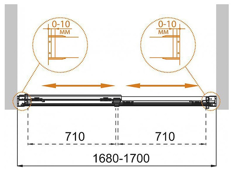 Шторка на ванну Cezares Tandem Soft 170 TANDEM-SOFT-VF-2-170/145-C-Cr-IV