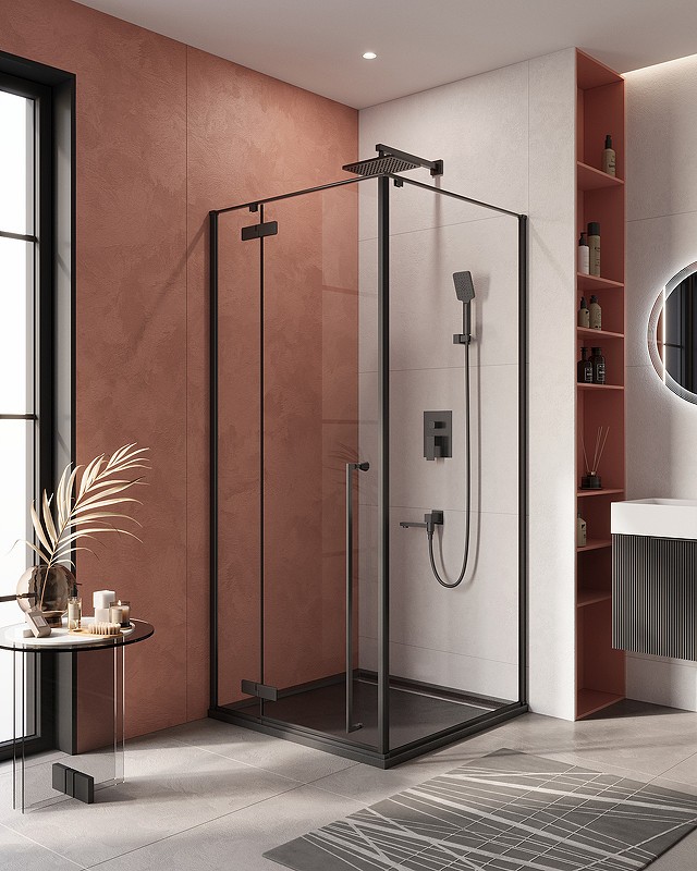 Душевой уголок Cezares Liner 90x90 L LINER-A-1-90-C-NERO-L